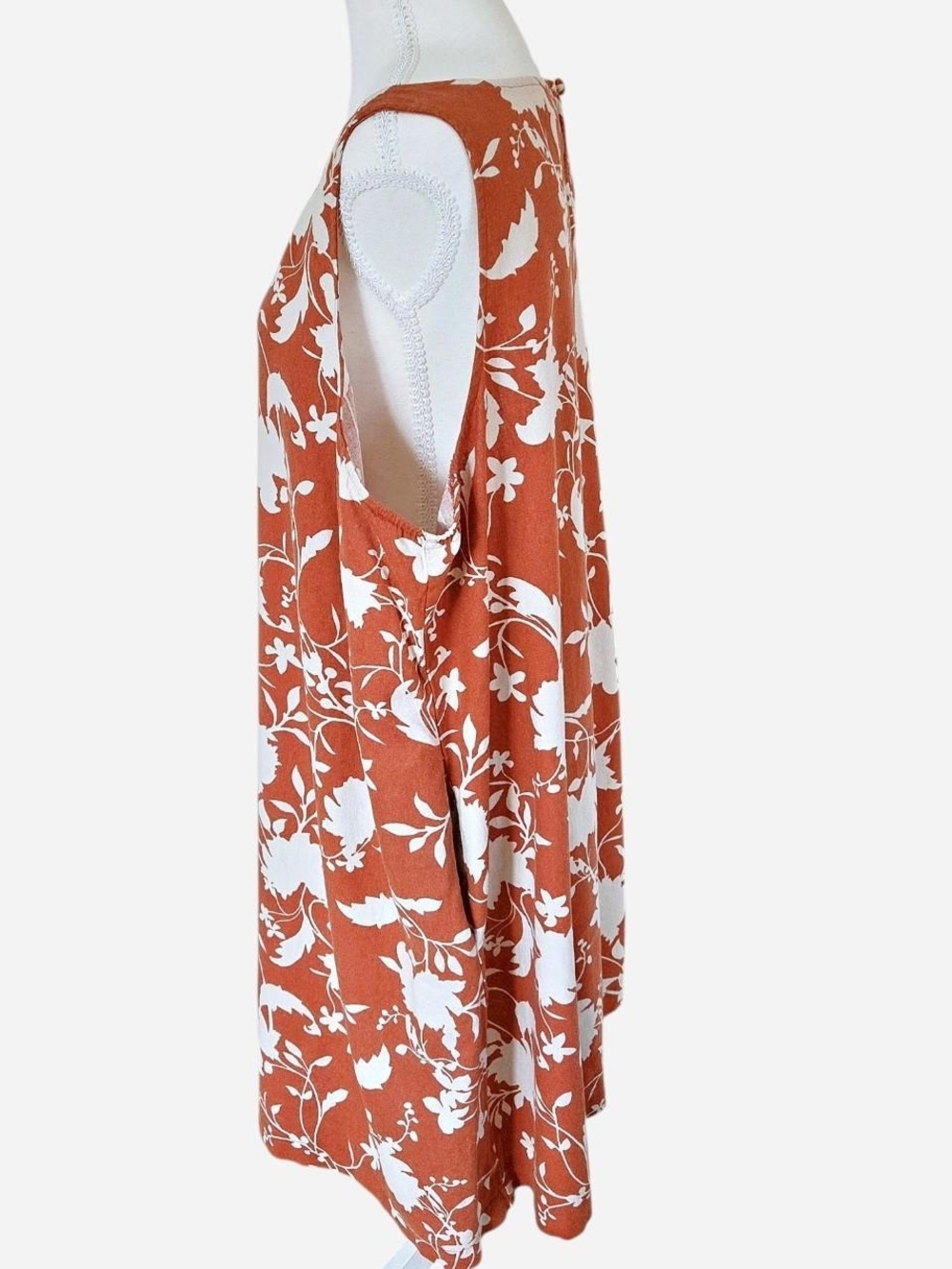 Ava & Viv boho floral midi shift dress linen blend orange Size: 2XL - Picture 4 of 8
